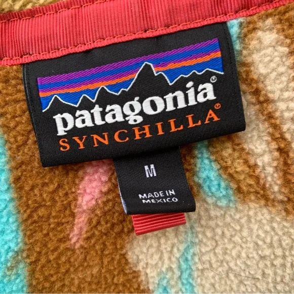 Patagonia Lightweight Synchilla Womens M Snap T Pullover Fleece Feather Print - Picture 14 of 16